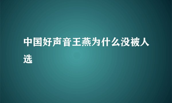 中国好声音王燕为什么没被人选