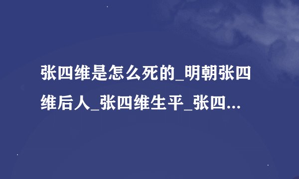 张四维是怎么死的_明朝张四维后人_张四维生平_张四维和张居正