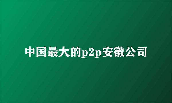 中国最大的p2p安徽公司
