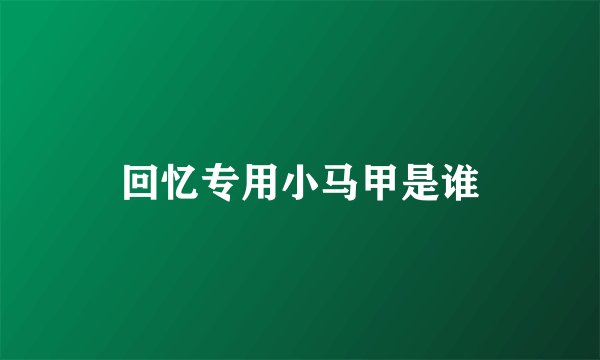 回忆专用小马甲是谁