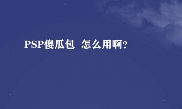 PSP傻瓜包  怎么用啊？