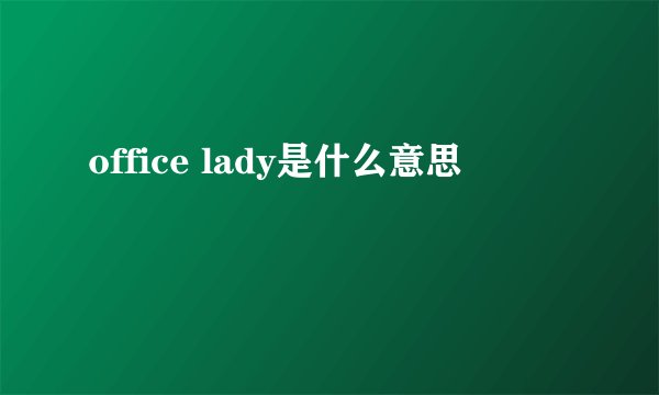 office lady是什么意思