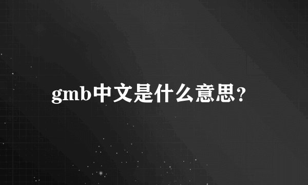 gmb中文是什么意思？