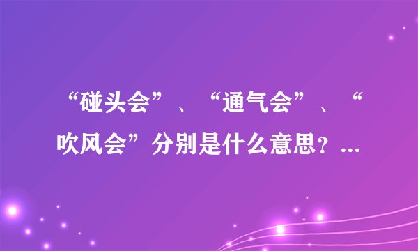 “碰头会”、“通气会”、“吹风会”分别是什么意思？有什么区别
