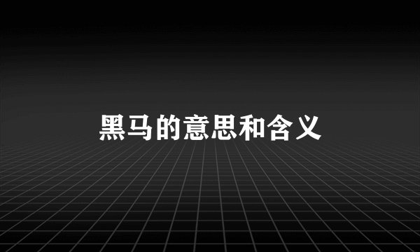 黑马的意思和含义