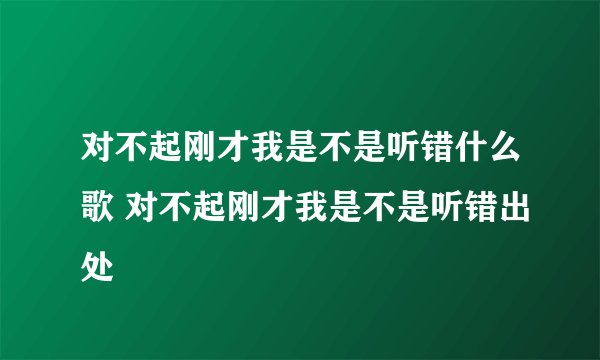 对不起刚才我是不是听错什么歌 对不起刚才我是不是听错出处