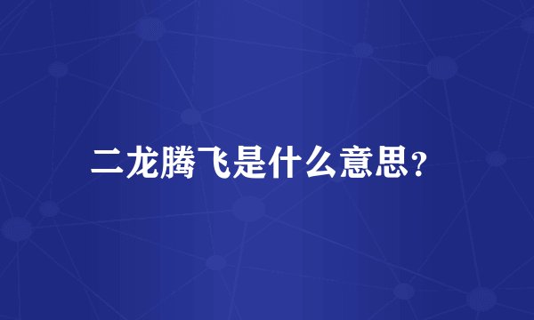 二龙腾飞是什么意思？