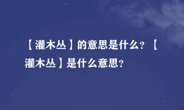 【灌木丛】的意思是什么？【灌木丛】是什么意思？