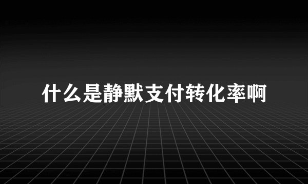 什么是静默支付转化率啊