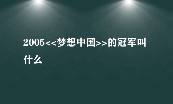 2005<<梦想中国>>的冠军叫什么