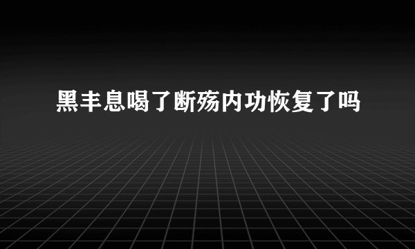 黑丰息喝了断殇内功恢复了吗