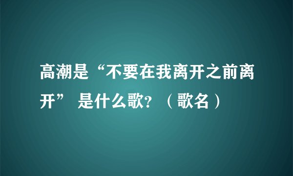 高潮是“不要在我离开之前离开” 是什么歌？（歌名）