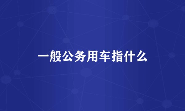一般公务用车指什么