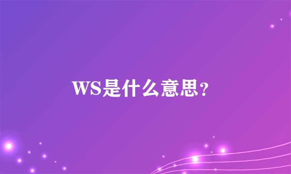 WS是什么意思？