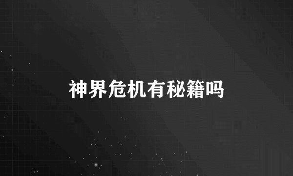 神界危机有秘籍吗