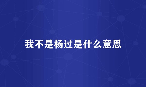我不是杨过是什么意思