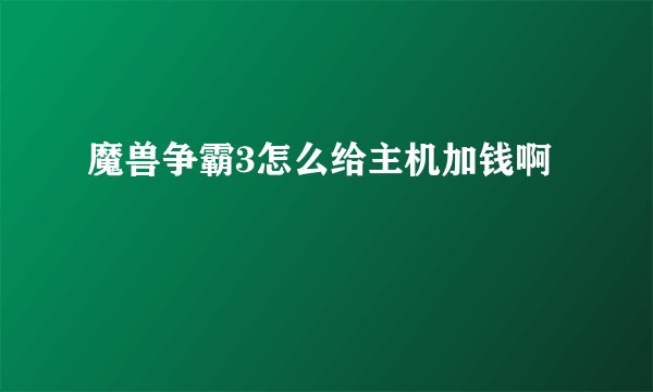 魔兽争霸3怎么给主机加钱啊