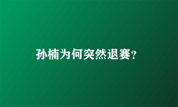 孙楠为何突然退赛？