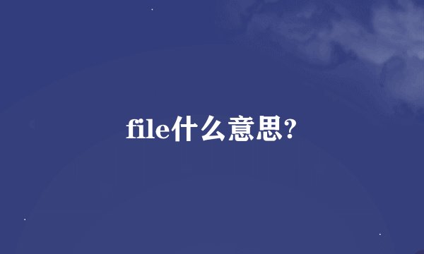 file什么意思?