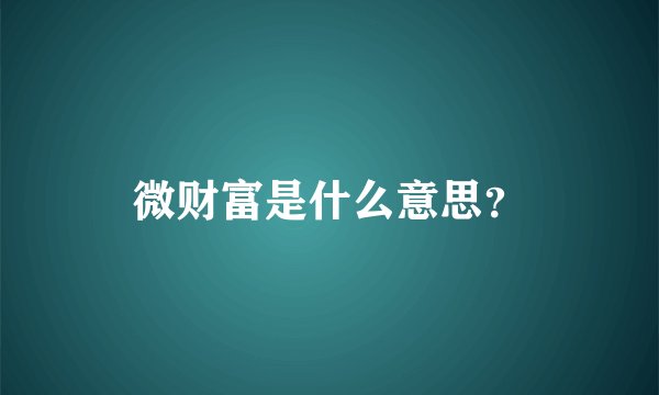 微财富是什么意思？