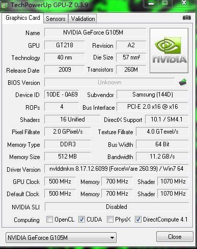 NVIDIAGeForceG105M独立显卡的基本参数