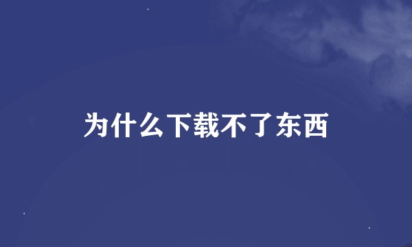 为什么下载不了东西