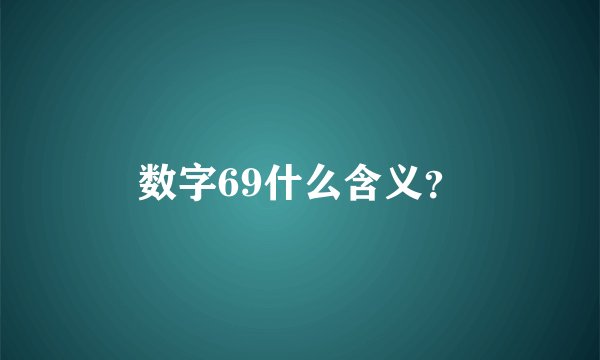 数字69什么含义？