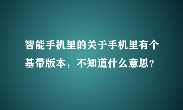 智能手机里的关于手机里有个基带版本，不知道什么意思？