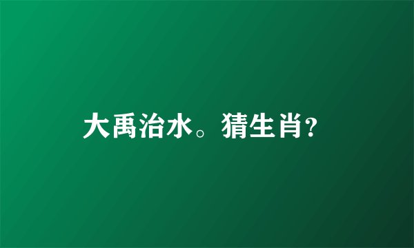 大禹治水。猜生肖？