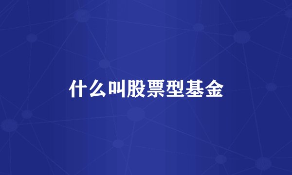 什么叫股票型基金