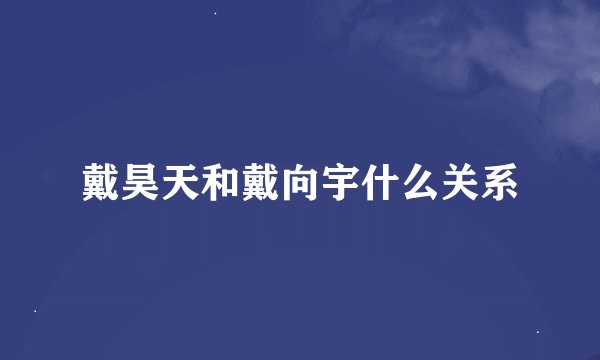 戴昊天和戴向宇什么关系
