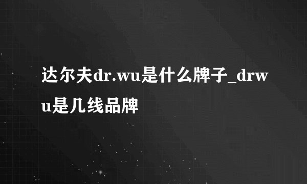 达尔夫dr.wu是什么牌子_drwu是几线品牌
