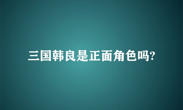 三国韩良是正面角色吗?
