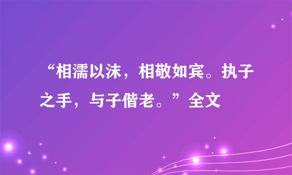 “相濡以沫，相敬如宾。执子之手，与子偕老。”全文