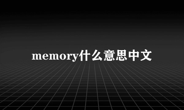 memory什么意思中文