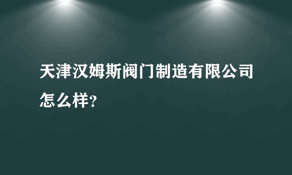 天津汉姆斯阀门制造有限公司怎么样？