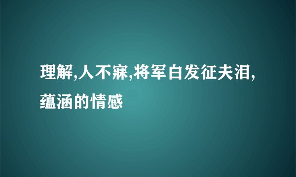 理解,人不寐,将军白发征夫泪,蕴涵的情感
