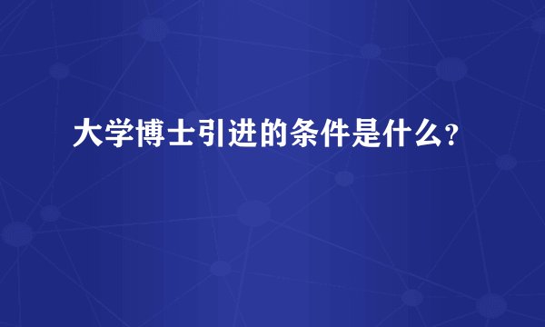 大学博士引进的条件是什么？