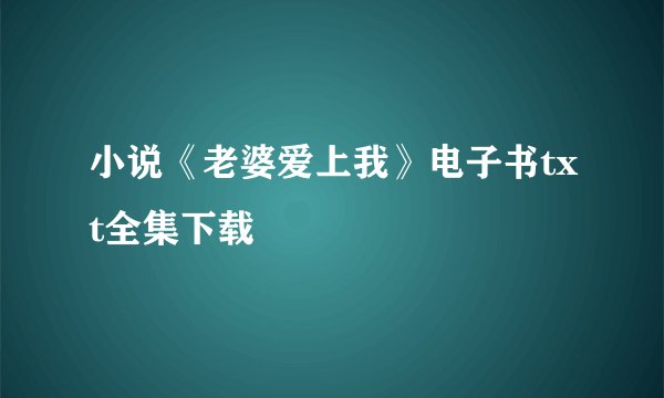 小说《老婆爱上我》电子书txt全集下载