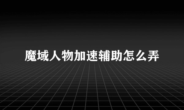 魔域人物加速辅助怎么弄