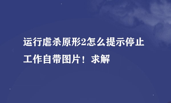 运行虐杀原形2怎么提示停止工作自带图片！求解
