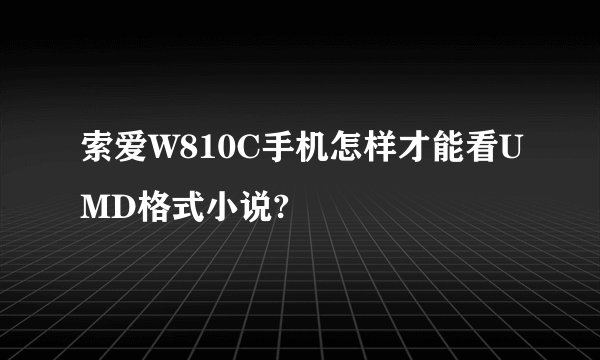 索爱W810C手机怎样才能看UMD格式小说?
