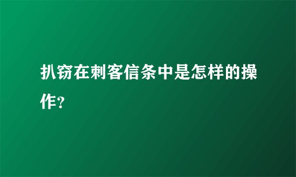 扒窃在刺客信条中是怎样的操作？