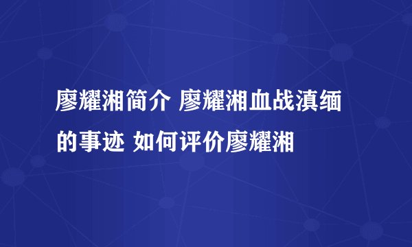 廖耀湘简介 廖耀湘血战滇缅的事迹 如何评价廖耀湘
