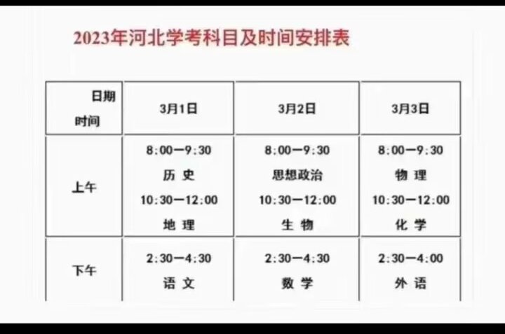河北学业水平考试时间2023