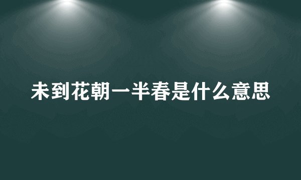 未到花朝一半春是什么意思