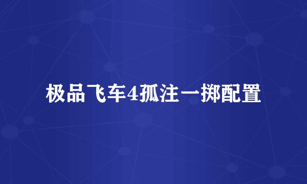 极品飞车4孤注一掷配置
