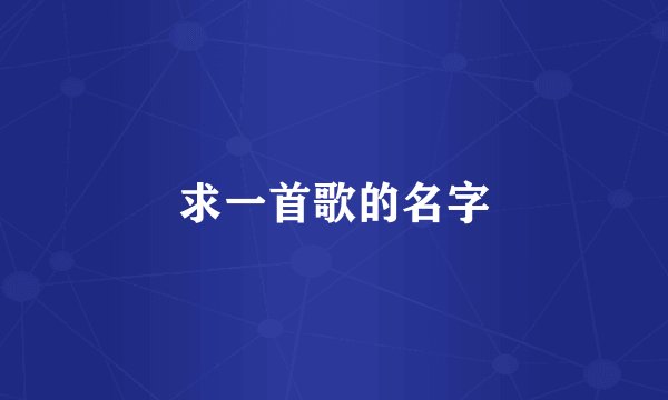 求一首歌的名字