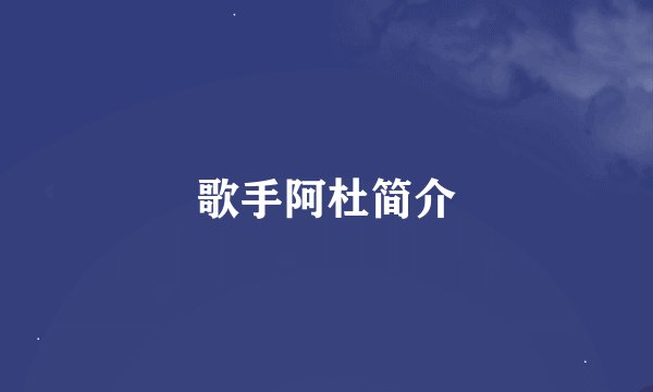 歌手阿杜简介