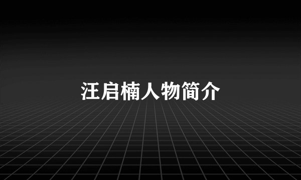 汪启楠人物简介